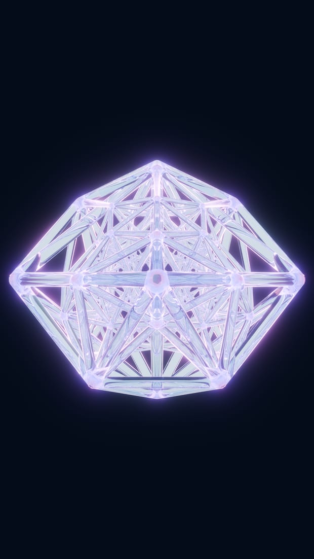 4D sculpture render of the grand antiprism, a semiregular four-dimensional polytope, in crystal