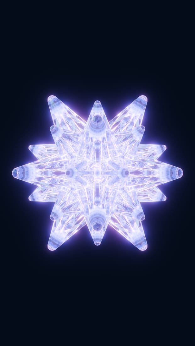 4D artwork of the great grand stellated 120-cell, a four-dimensional star polytope, in crystal