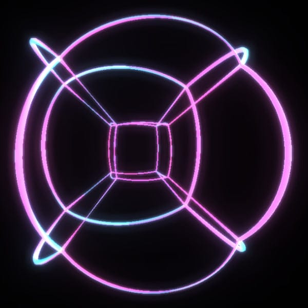 4D hypercube illustration: a tesseract projected into 3D, showing the cube-within-a-cube nesting of its eight cubic cells