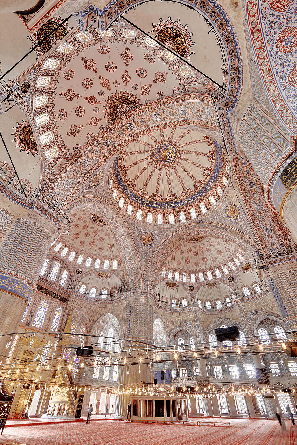 Interior dome of the Blue Mosque with geometric patterns