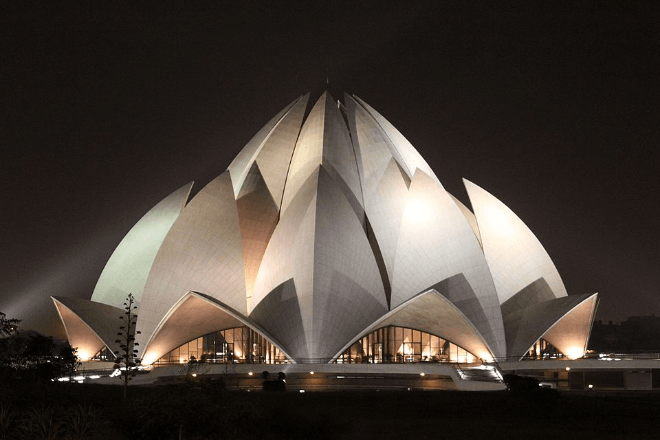 The Lotus Temple's petal-like geometric design