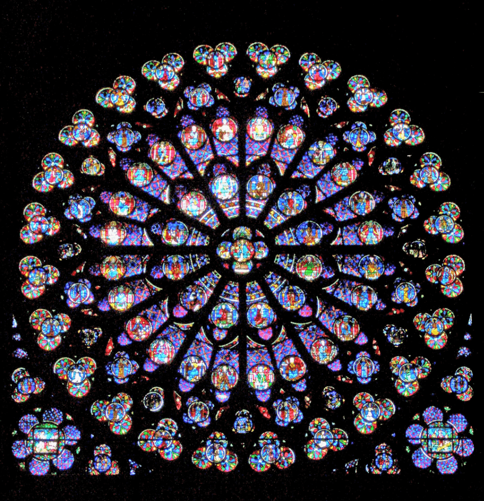 Notre-Dame's South Rose Window showing sacred geometric patterns
