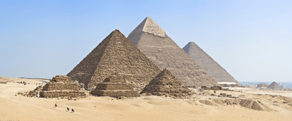 The Great Pyramids of Giza demonstrating sacred geometric alignment and proportions
