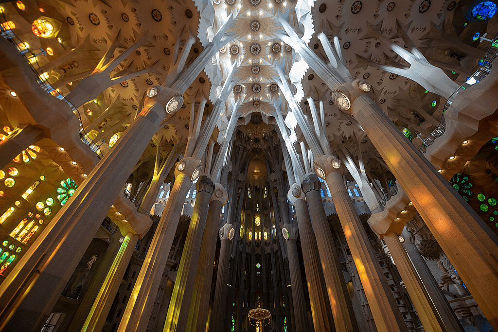 Gaudí's geometric forest of columns in Sagrada Família