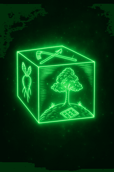 Cube (hexahedron) — the six-faced Platonic solid assigned to earth, shown as a neon geometric solid
