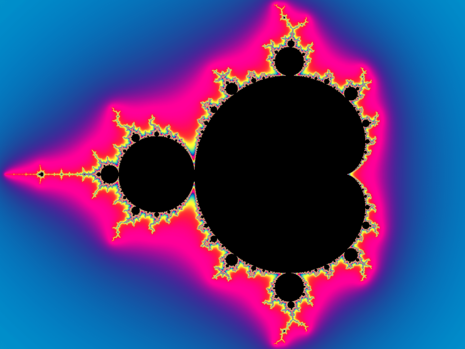 The iconic Mandelbrot set showing infinite complexity from the simple equation z = z² + c