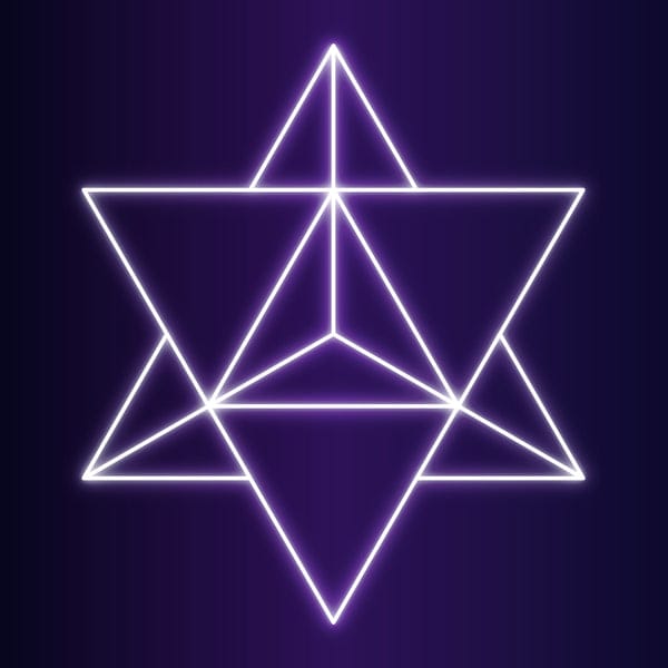 Merkaba star tetrahedron sacred geometry showing two interlocking pyramids in perfect balance