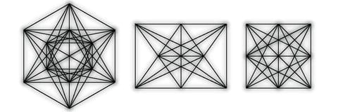 Metatron's Cube 3D structural diagram showing multiple perspectives