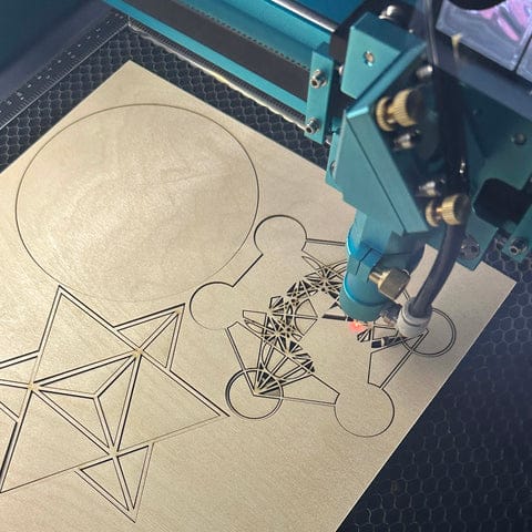 OMTech Pronto 45 cutting geometric patterns in production