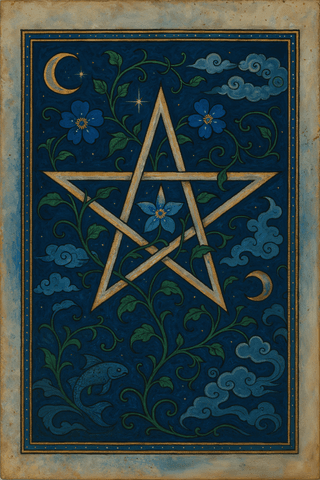 Pentagram with celestial elements