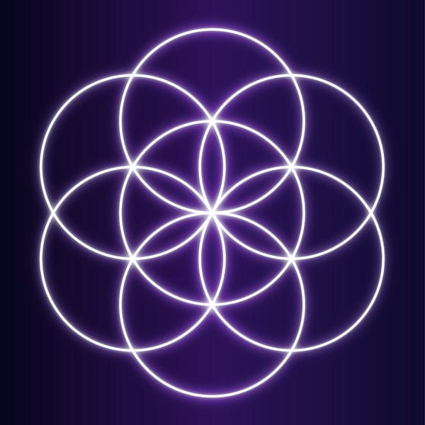 Seed of Life sacred geometry pattern showing seven interlocking circles in perfect hexagonal symmetry