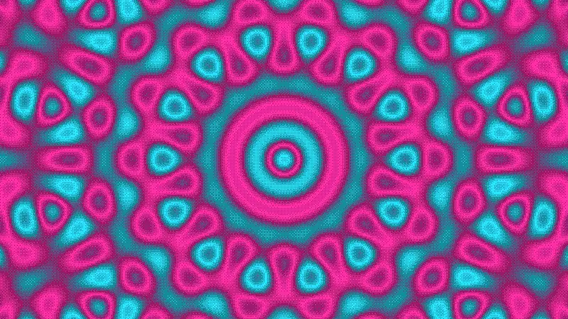 Interference: a beautiful seven-fold quasicrystal pattern in neon colors.