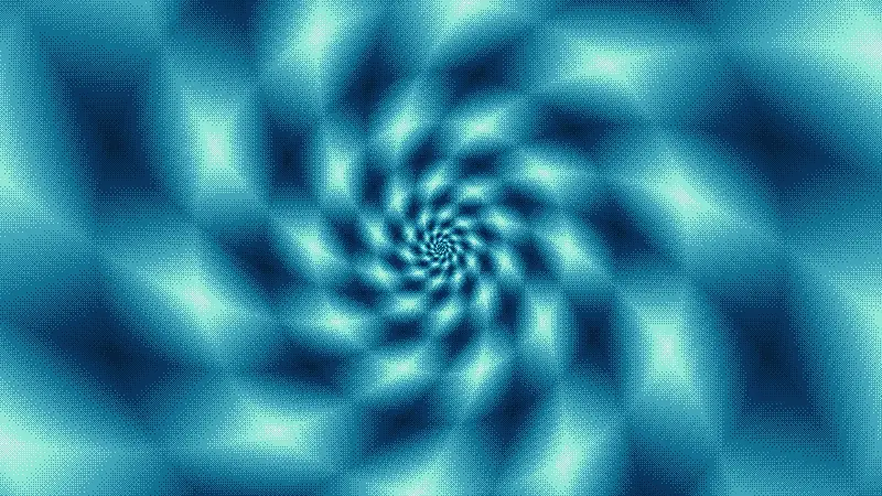 Spiral Lattice: an infinite log-spiral fractal loop in ocean colors.